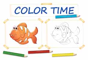 Vetor grátis modelo de colorir com peixe clown