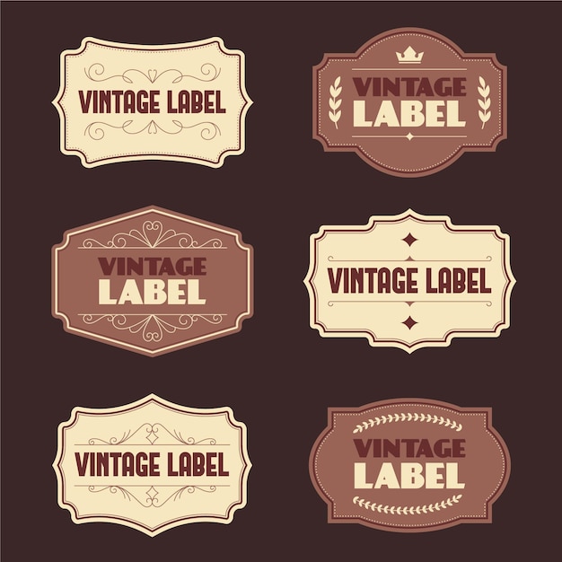 Modelo de conjunto de etiquetas vintage estilo papel
