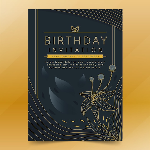 Vetor grátis modelo de convite de aniversário elegante