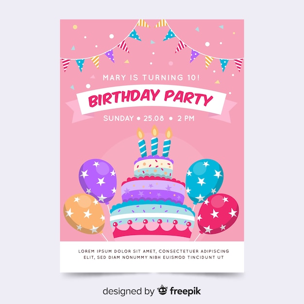 Modelo de convite de aniversário em estilo simples