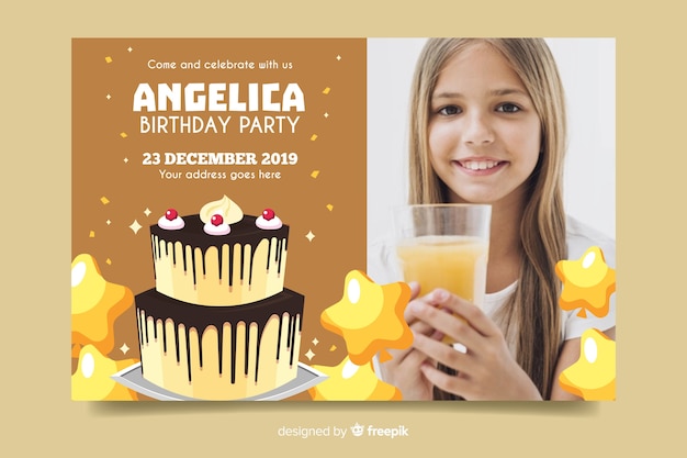 Modelo de convite de aniversário infantil com foto