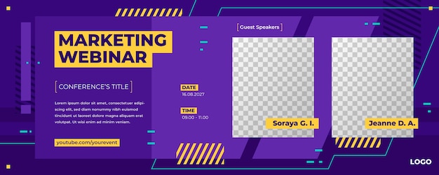 Vetor grátis modelo de convite de banner para webinar com marcadores de foto