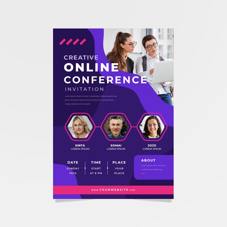 Vetor grátis modelo de convite de banner para webinar