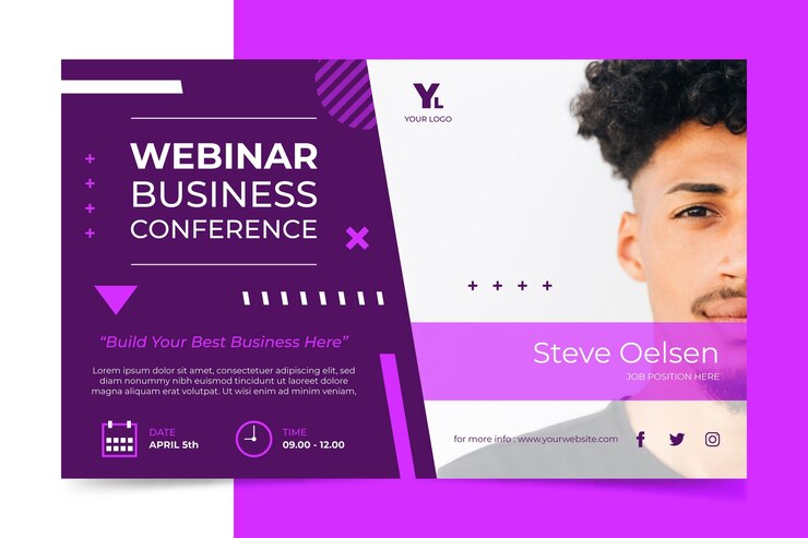 Vetor grátis modelo de convite de banner para webinar