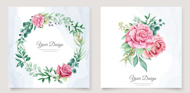 modelo de convite de casamento em aquarela elegante