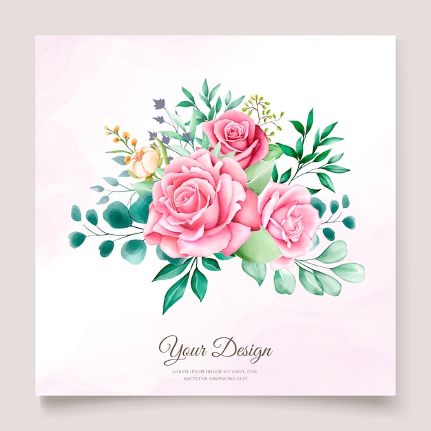 modelo de convite de casamento em aquarela floral