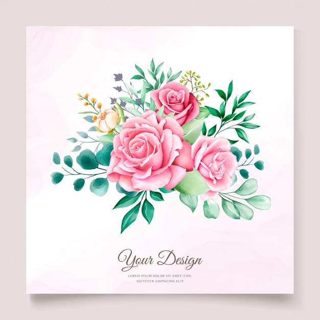 modelo de convite de casamento em aquarela floral