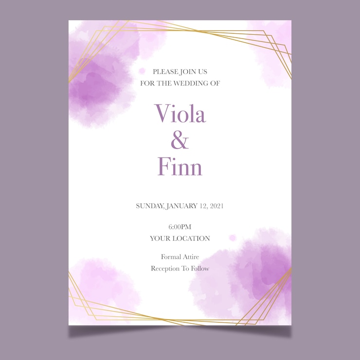 Vetor grátis modelo de convite de casamento estilo aquarela