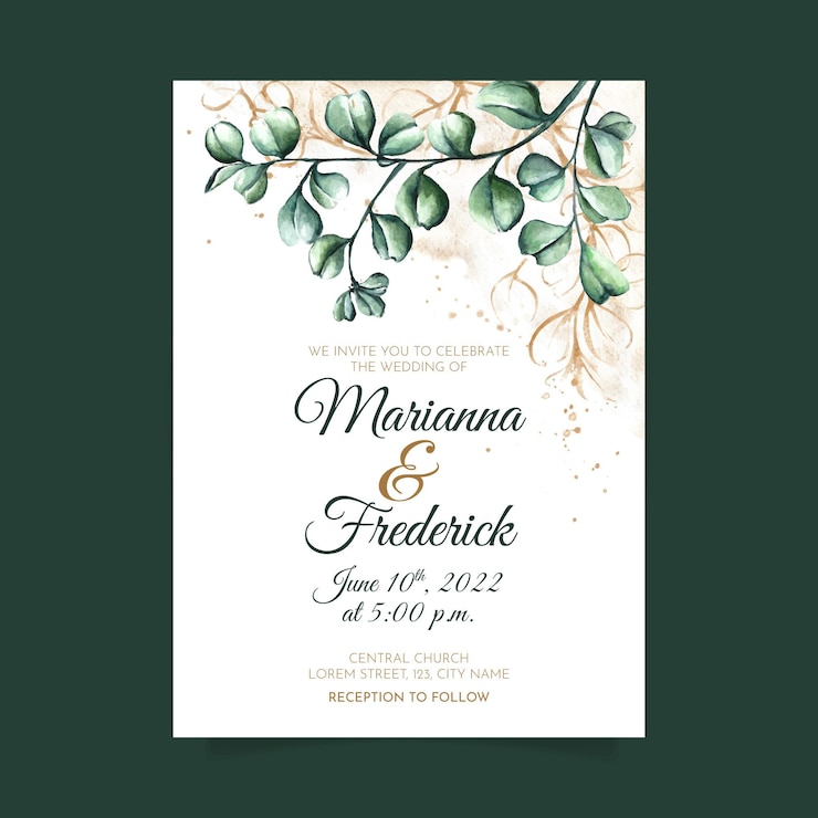 Vetor grátis modelo de convite de casamento floral em aquarela pintado à mão