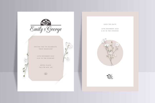 Modelo de convite de casamento floral minimalista elegante