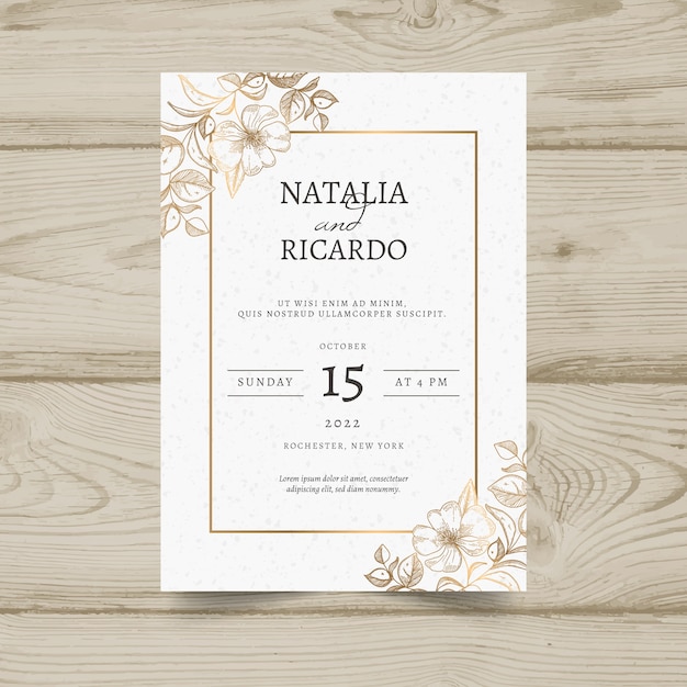 Modelo de convite de casamento floral minimalista elegante