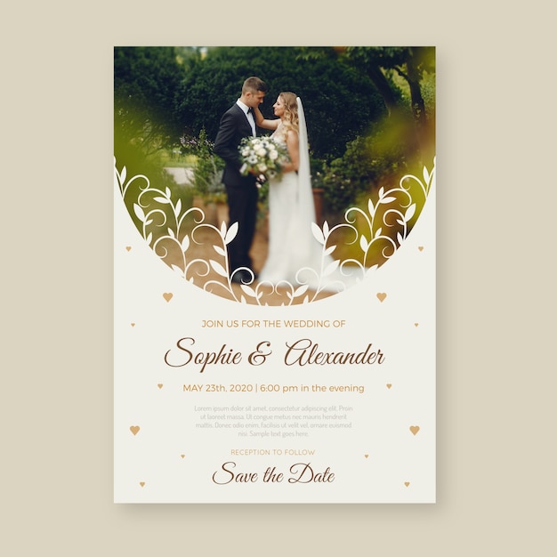 Modelo de convite de casamento lindo com foto