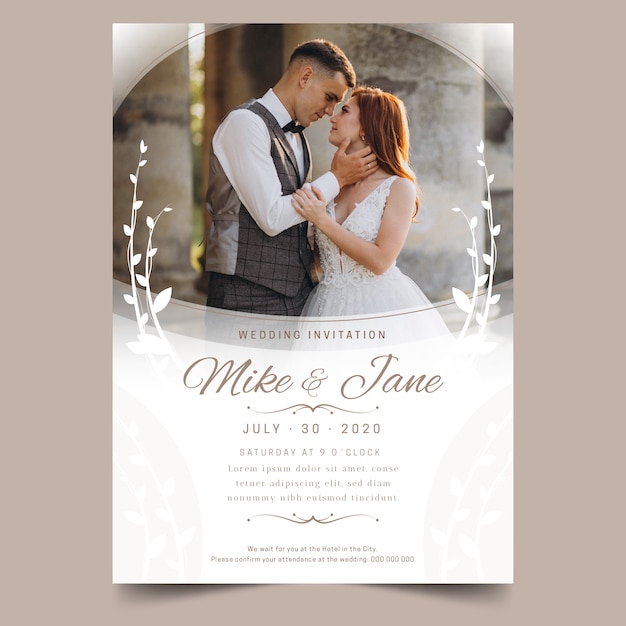 Modelo de convite de casamento lindo com foto