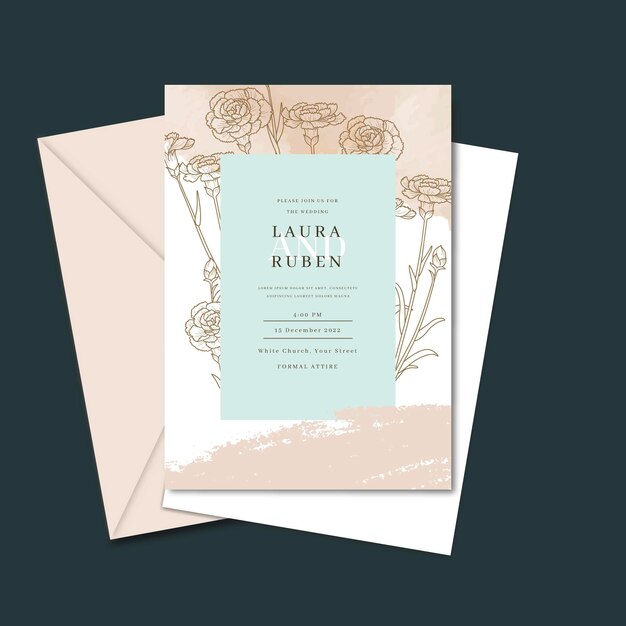 Modelo de convite de casamento minimalista gravado à mão