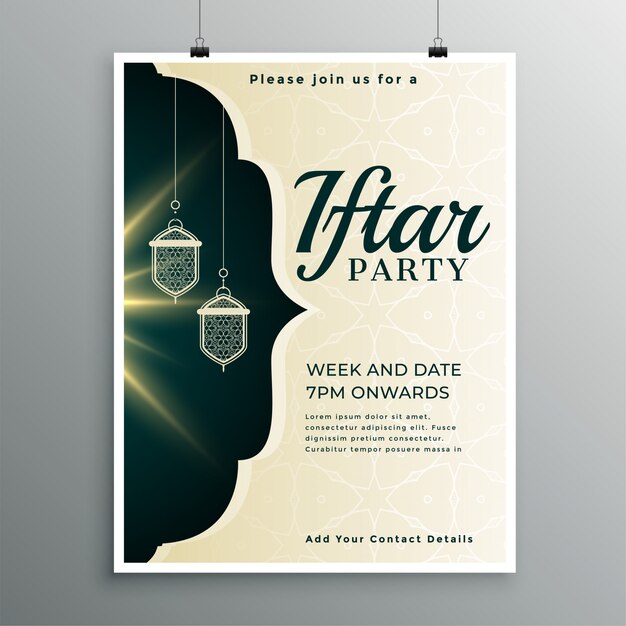 Modelo de convite elegante para festa iftar