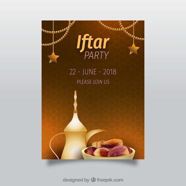 Vetor grátis modelo de convite iftar em estilo realista