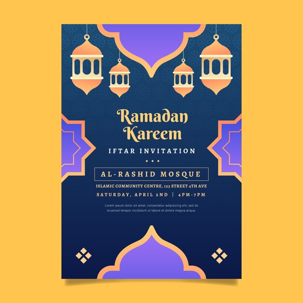 Modelo de convite iftar gradiente