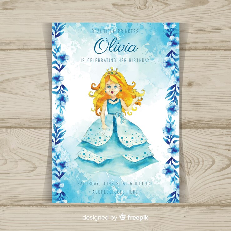 Vetor grátis modelo de convite para festa de princesa aquarela