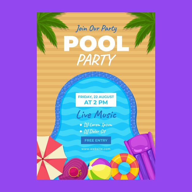 Modelo de convite para festa na piscina