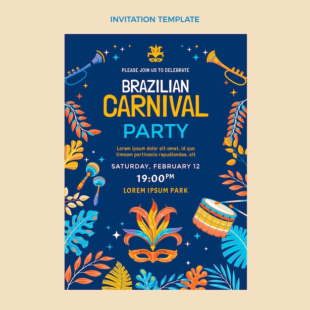 Modelo de convite plano de carnaval
