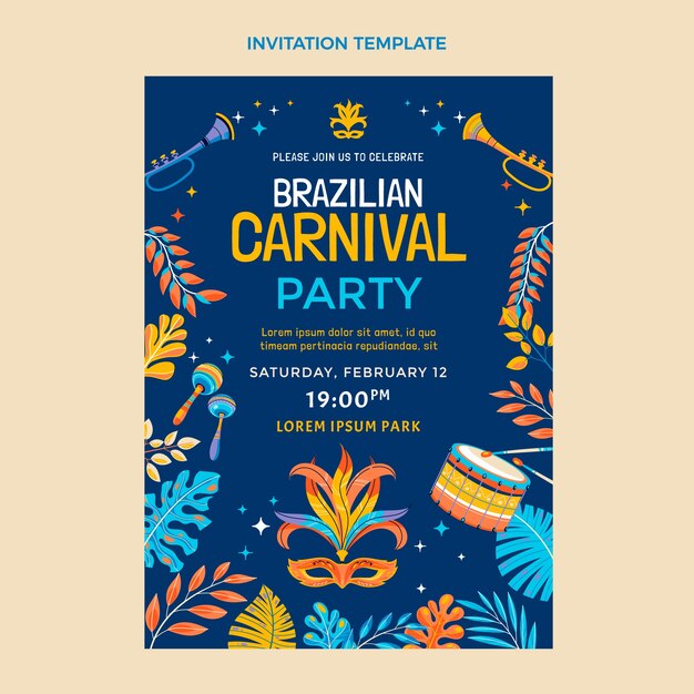 Modelo de convite plano de carnaval