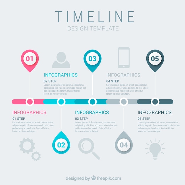 Modelo de cronograma de negócios com estilo infográfico