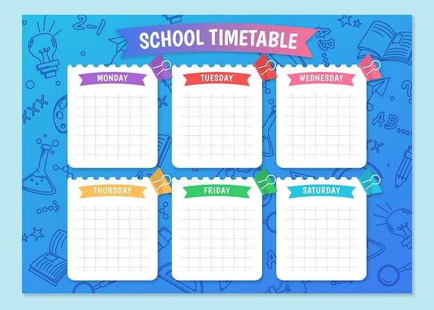 Modelo de cronograma detalhado de volta às aulas