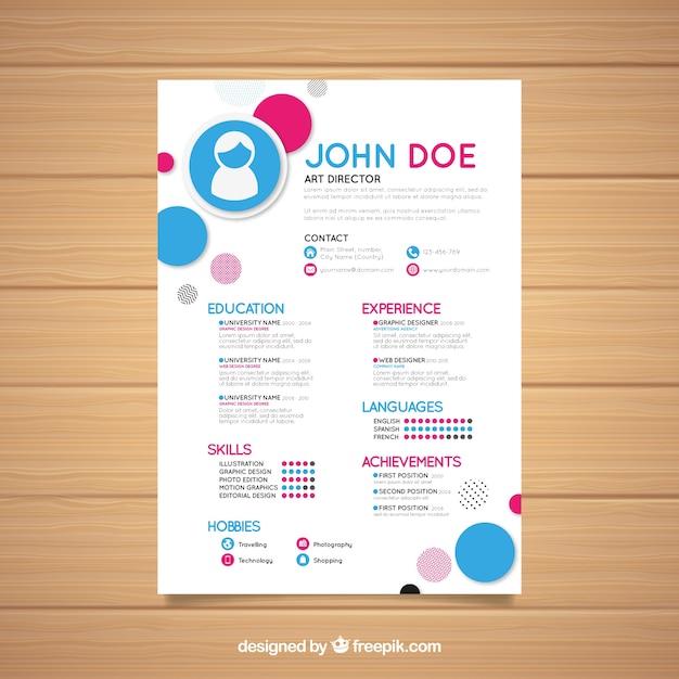Vetor grátis modelo de currículo com formas circulares
