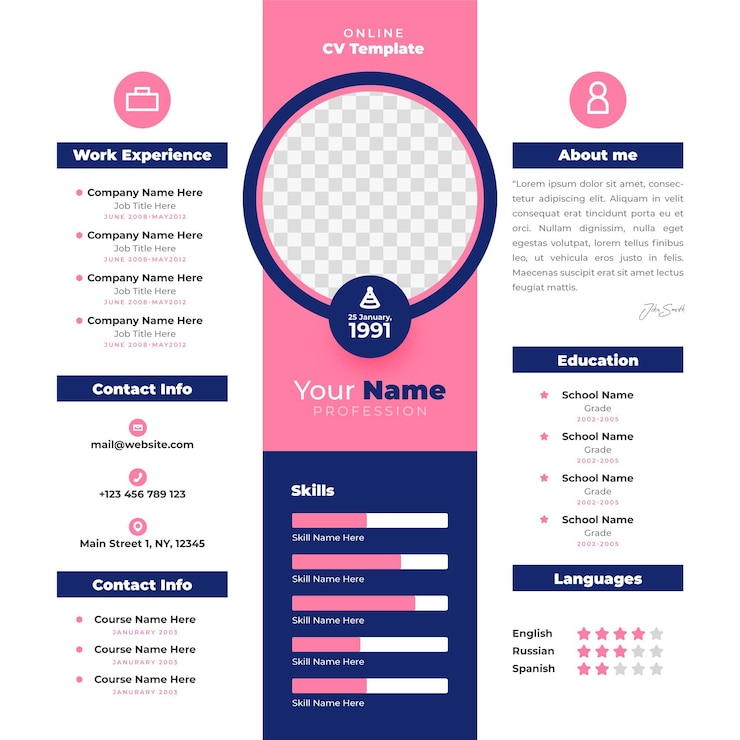 Vetor grátis modelo de curriculum vitae online