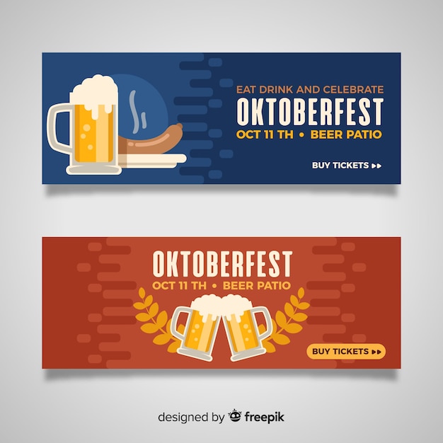 Modelo de design de bandeiras oktoberfest design plano