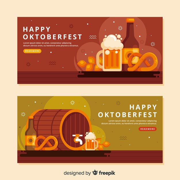 Modelo de design de bandeiras oktoberfest design plano