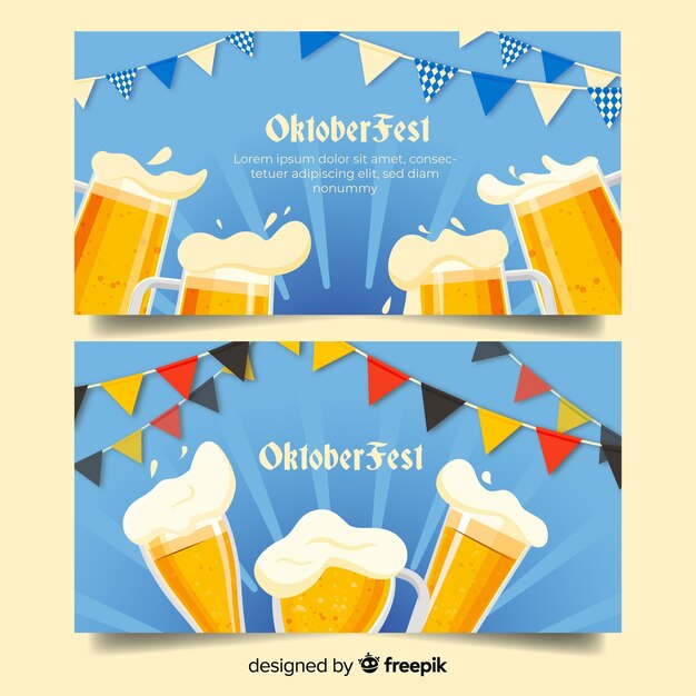 Modelo de design de bandeiras oktoberfest design plano