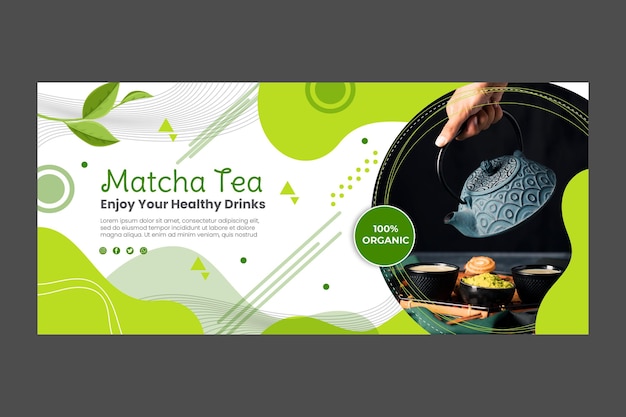 Vetor grátis modelo de design de banner de chá matcha