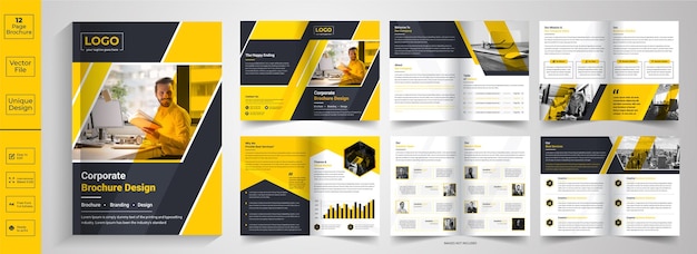 Modelo de design de brochura de perfil de empresa, design, brochura bi fold, catálogo, design de relatório anual