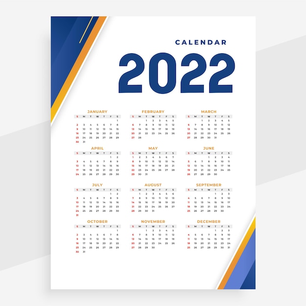 Modelo de design de calendário de ano novo moderno de estilo empresarial 2022