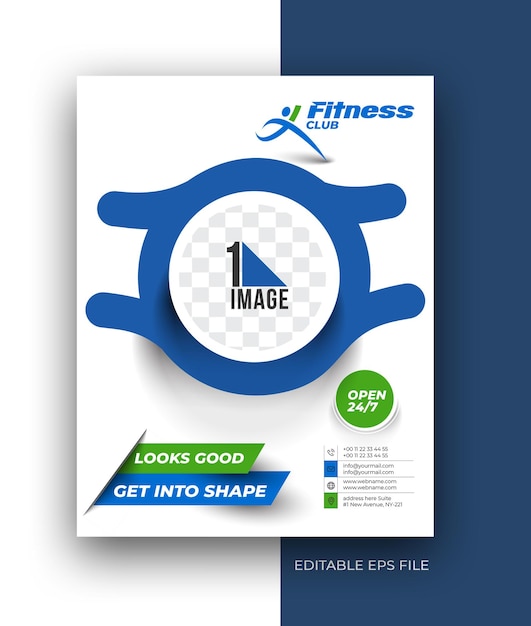 Modelo de design de cartaz de folheto de folheto de fitness club a4