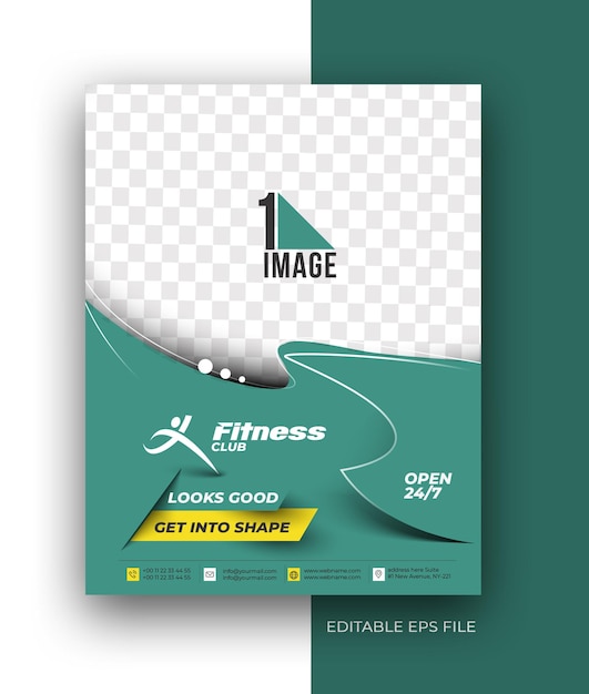 Vetor grátis modelo de design de cartaz de folheto de folheto de fitness club a4