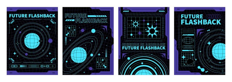 Vetor grátis modelo de design de cartaz espacial no estilo da y2k