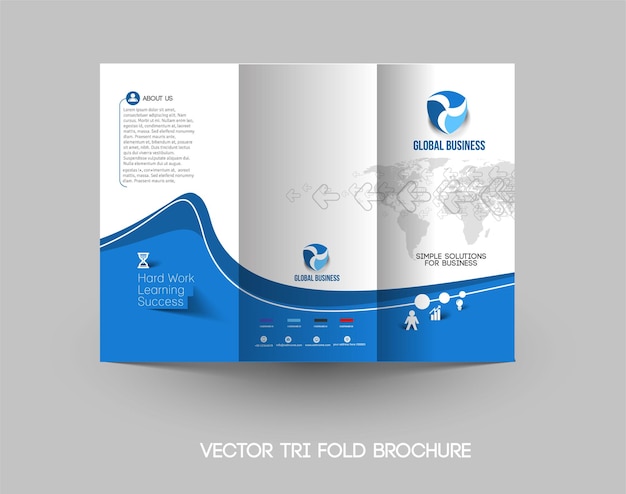 Modelo de design de folheto infográfico com três dobras de negócios