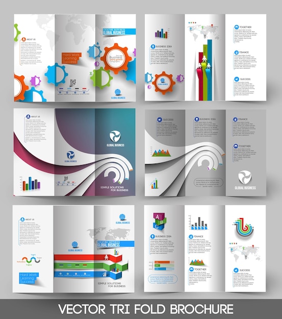 Vetor grátis modelo de design de folheto infográfico com três dobras de negócios