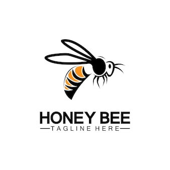 Modelo de design de ilustração de símbolo de ícone de logotipo de mel de abelha