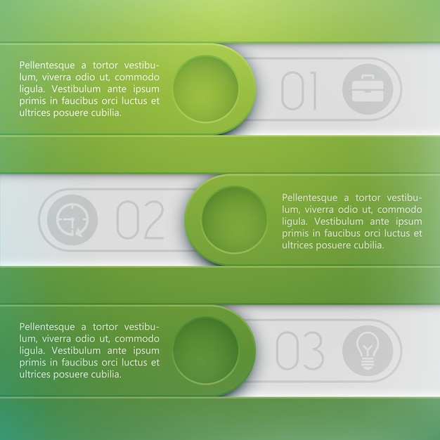 Modelo de design de infográfico de negócios com texto para três etapas de opções ou processos simples