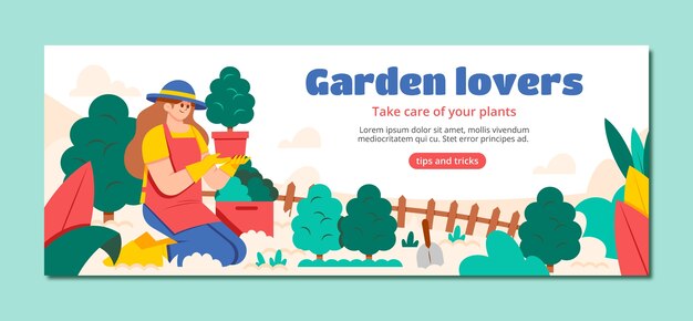 Modelo de design de jardinagem desenhado à mão