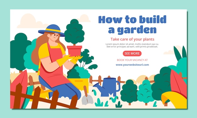 Modelo de design de jardinagem desenhado à mão