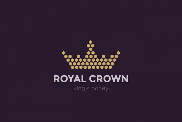 Vetor grátis modelo de design de logotipo de células coroa de hexágono. ícone de idéia do conceito royal king honey logotype