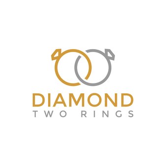 Modelo de design de logotipo de dois anéis de diamante