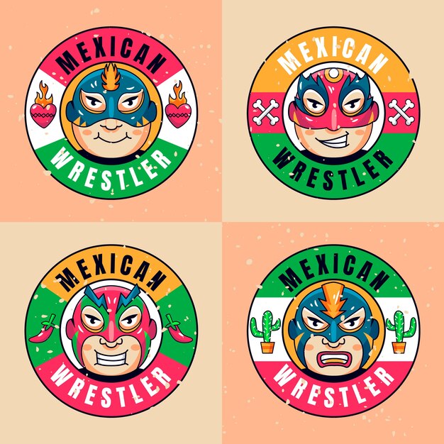 Modelo de design de logotipo de lutador mexicano