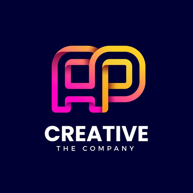 Modelo de design de logotipo de monograma gradiente ap