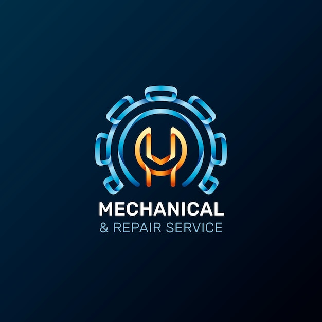 Vetor grátis modelo de design de logotipo de reparo mecânico gradiente