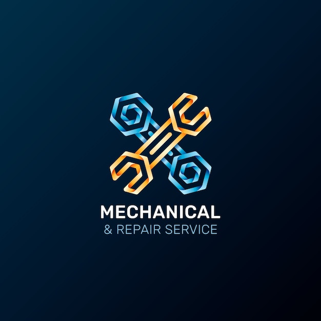 Vetor grátis modelo de design de logotipo de reparo mecânico gradiente